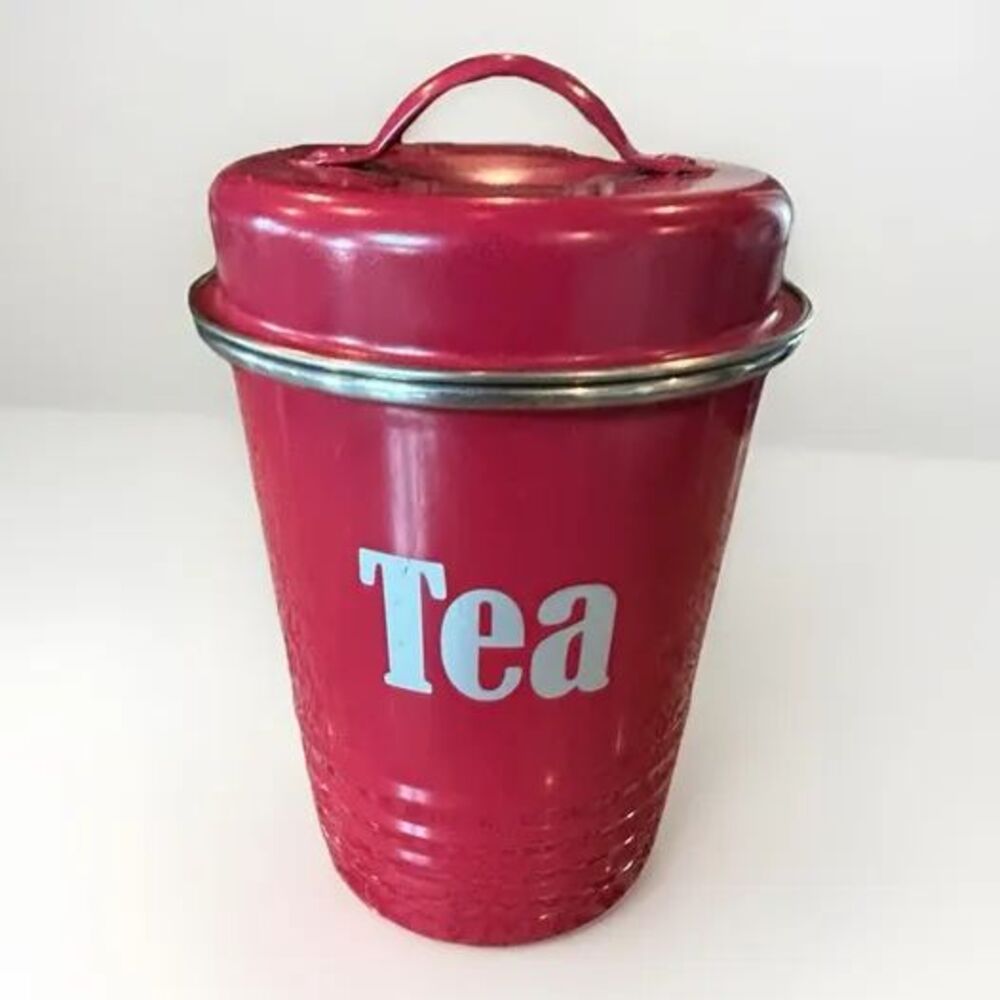 Typhoon Vintage Kitchen Red Metal Tea Canister Storage Tin Airtight Replacement